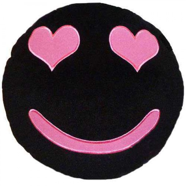 Soft Smiley Emoticon Black Round Cushion Pillow Stuffed Plush Toy Doll (Love is in the Air)